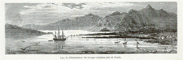 Lie de debarquement des troupes anglaises pres de Zouilla.