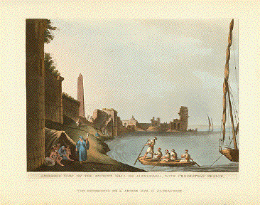 Exterior View of the Ancient Wall of Alexandria, with Cleopatras Needle