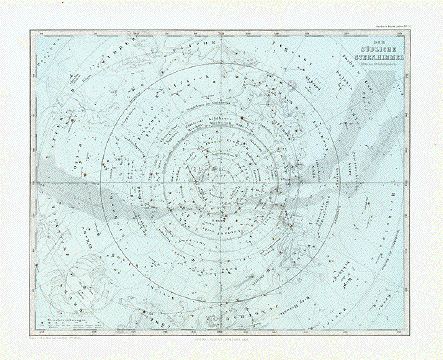 Souther star map - Der Suedliche Sternhimmel (Mitte des 19. Jahrhunderts.