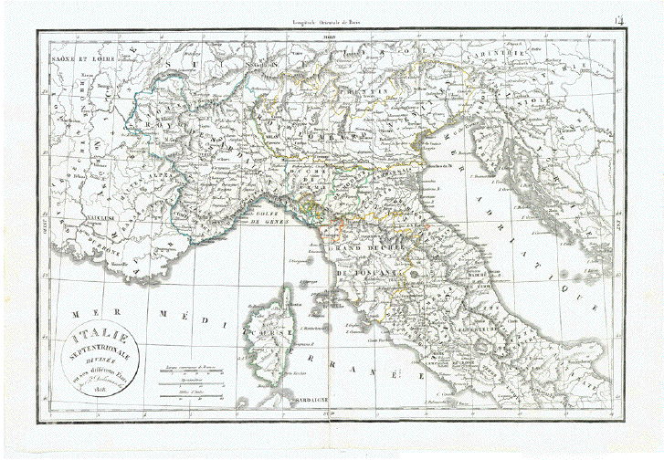 Italie Septrionale Divisee en ses differns Etats par F. Delamarche 1828