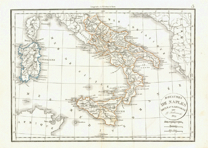 Royaumes de Naples Sicilie et Sardaugne par F. Delamarche 1829