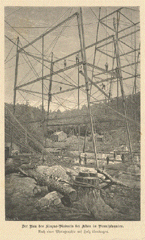 Building the Kinzua Bridge near Alton, Pennsylvania