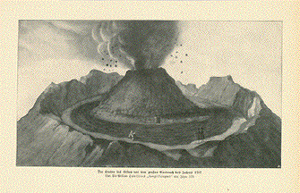 Krater des Vesuv vor dem grossen Ausbruch des  Jahres 1767