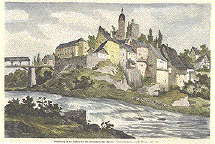 Laufenburg in der Schweiz mit der Stromschnelle des Rheines.